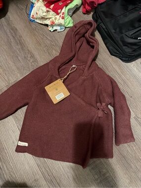 Toddler Hooded Knit Sweater w/ hooded ears- Deep Mauve- 12 month- nwt